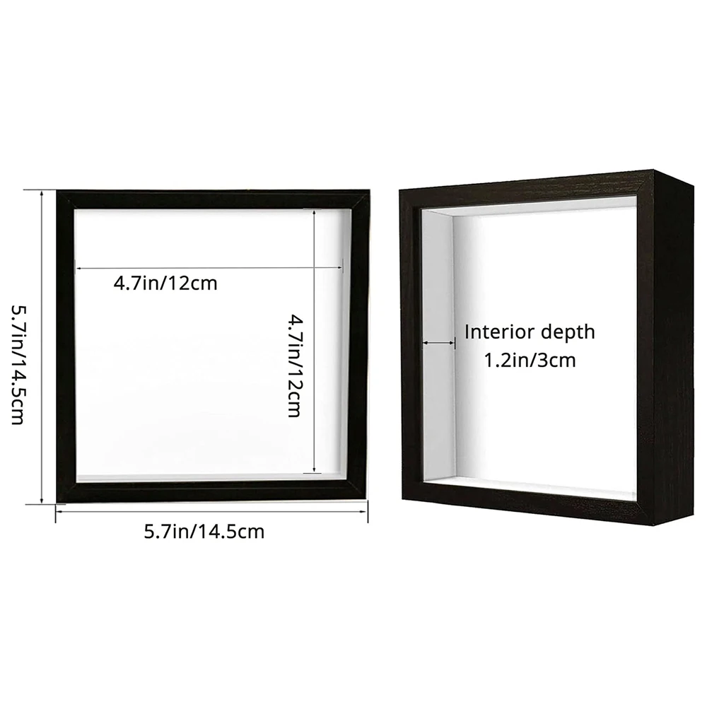 5x5 Small Shadow Box Frame Display Case Wall Mount Wooden Display Box with Plexiglass for Memorabilia Medal Crafts Tabletop