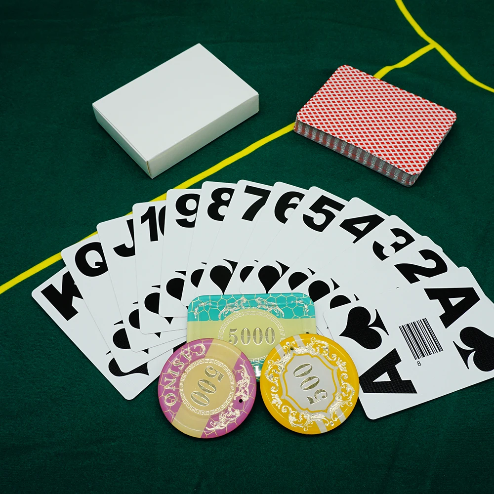 Custom jumbo playing cards blank black core linen finishing barcode casino playing cards