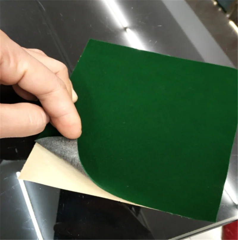 Velvet fabric with glue for jewelry box easy clean high quality seld adhesive velvet fabric olive green black color