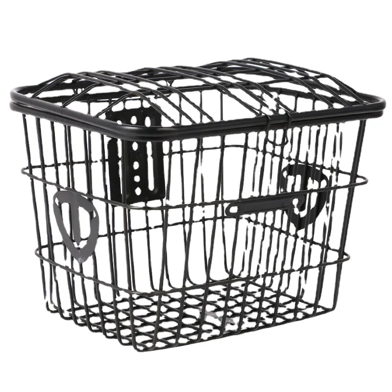 E-bike rear basket metal storage basket pet car front pocket with bicycle