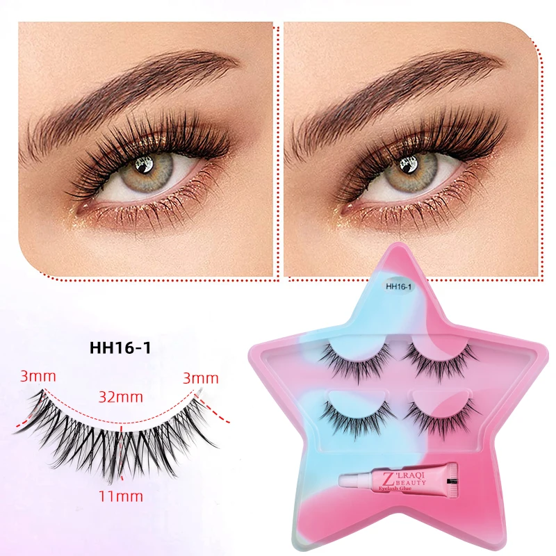 2 Pairs Reusable Eye Lashes Tray Wholesale Natural Cils Volume False Eyelash Box Vendor Private Label Eyelashes With Glue