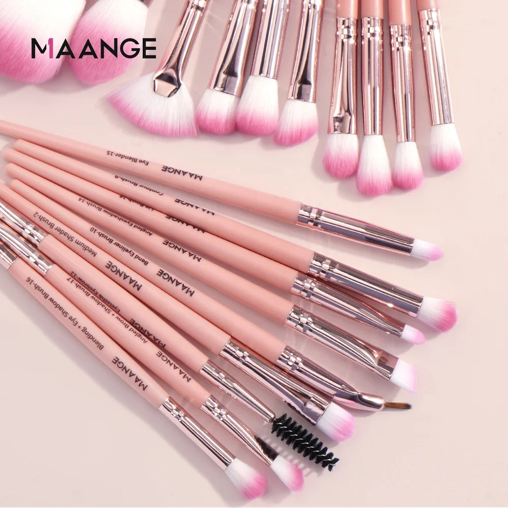 MAANGE Factory Direct Pink Makeup Brushes for Foundation Blusher Eyeliner Best Beauty Tools for Face Blending Cosmetics