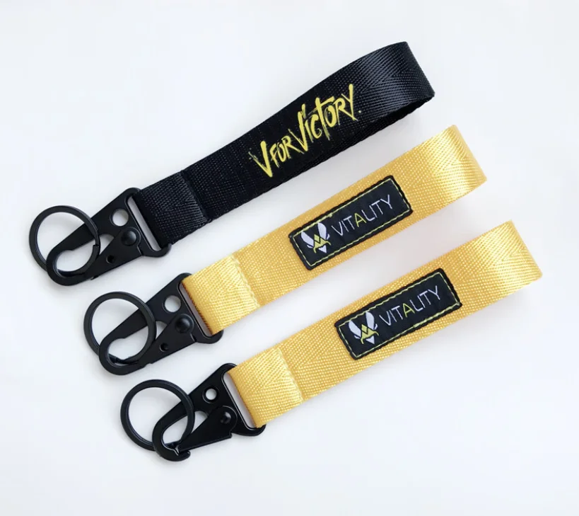 Изготовленный На Заказ плотный тканый вышитый нейлоновый брелок с индивидуальным логотипом для чехла мобильного телефона