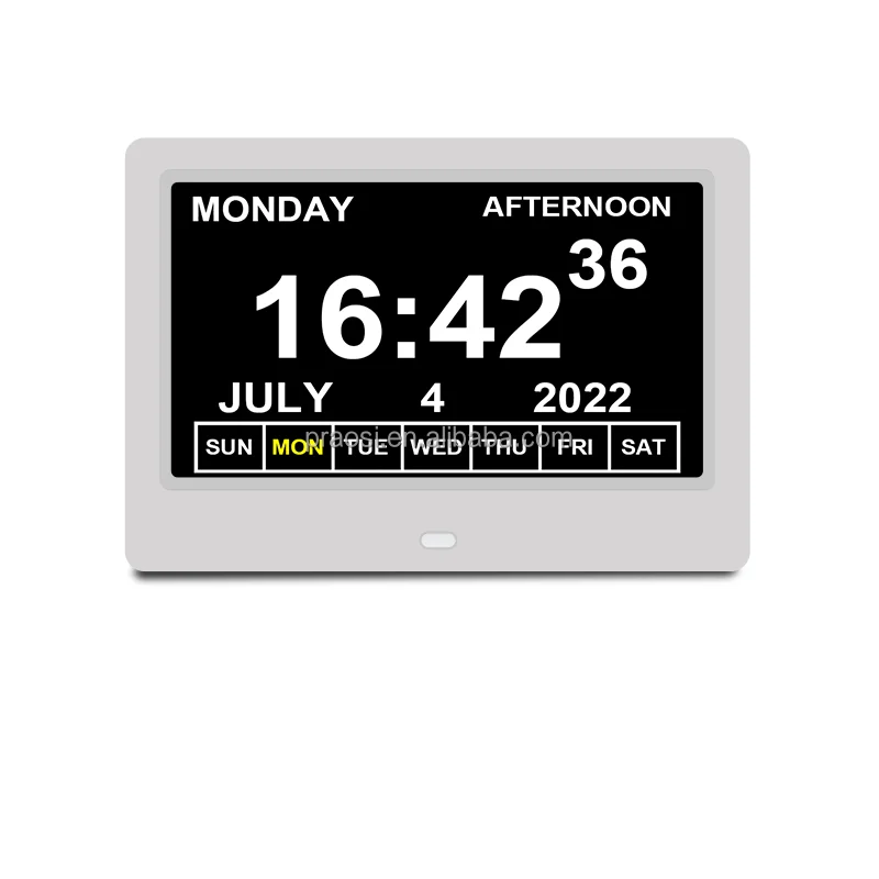 Pros 7 inch Large Display Memory Loss Alzheimer Digital Calendar Clock Dementia Day Alarm Clock