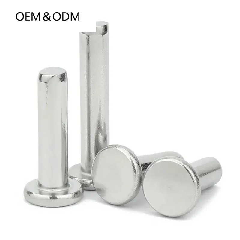 Factory Hot Sale 3Mm 6Mm Black Small Leather Rivet Flat Solid Steel Double Head Round Iron Screw Metal M12 Rivet