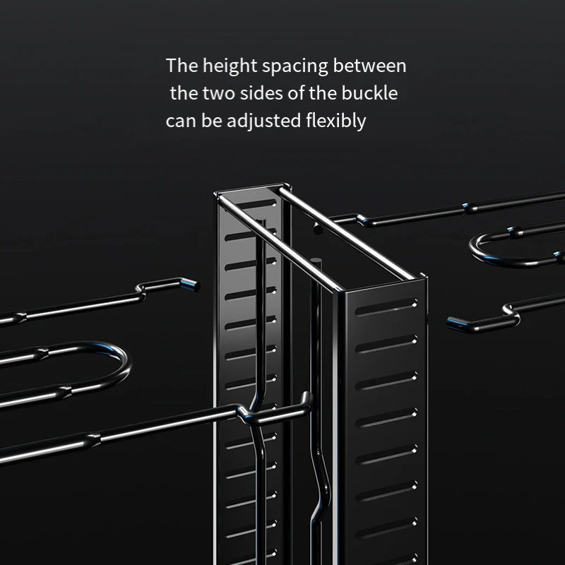 Kitchen Shelf Removable and Foldable Table Top Storage Rack Bilateral Pot Shelf Organizer Multifunctional Stainless Steel Black