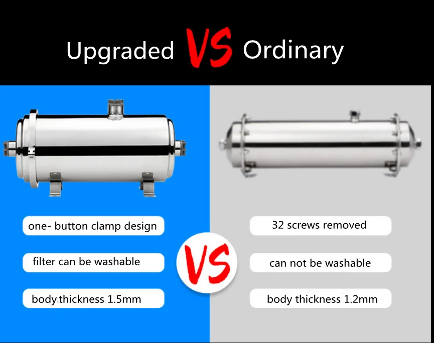 stainless steel filter housing pvdf washable ultrafitration membrane water purifier mineral stones well rain water filter