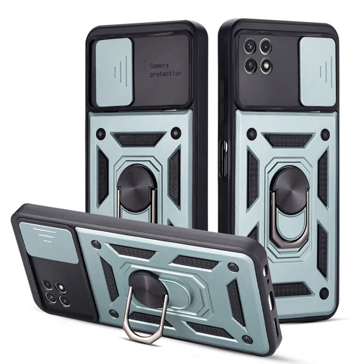 For Redmi note 10 4G 3 in 1 Push Window 360 Degree Finger Ring Bracket Phone Case for poco M3 mobile cover