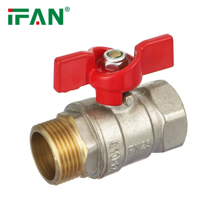 IFAN Factory 1/2 Brass Ball Valve PN25 Brass Water Valve Red Butterfly Handle 81052FM Brass Ball Valve