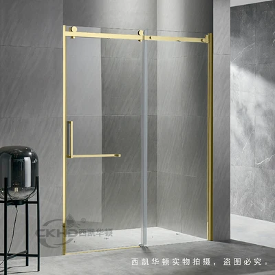 Hot selling shower cabin golden color frame tempered glass shower panel shower box