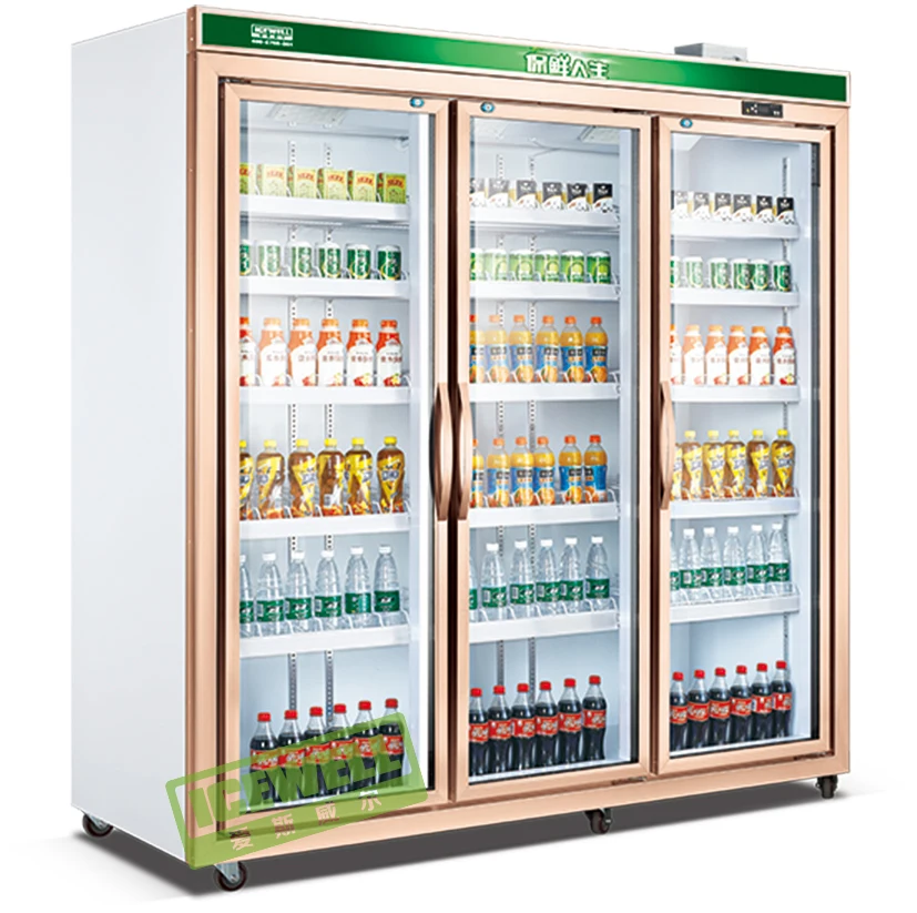 Commercial Beverage Refrigeration Equipment Ice Cream Deep Display Fridge Freezer With Glass Door