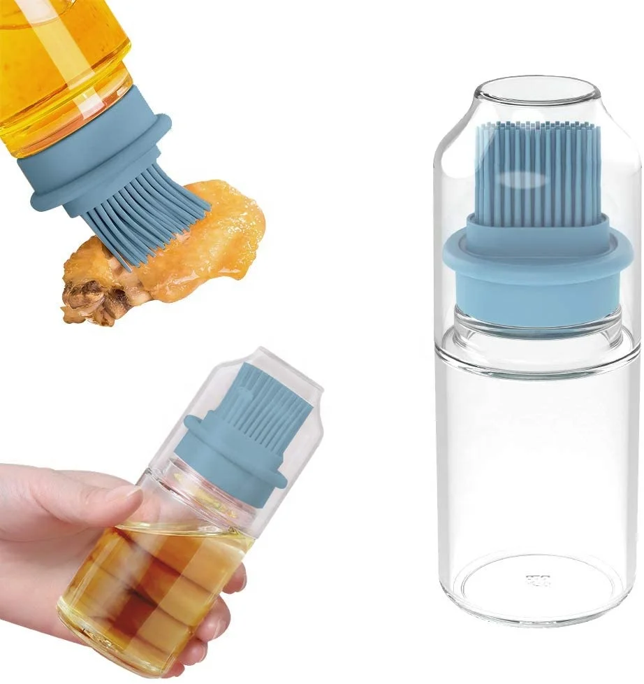 BBQ Baking brush Tools 2 in 1 Silicone Cooking Olive Oil Dispenser Bottle basting brush With Silicone Brush oil dispenser
