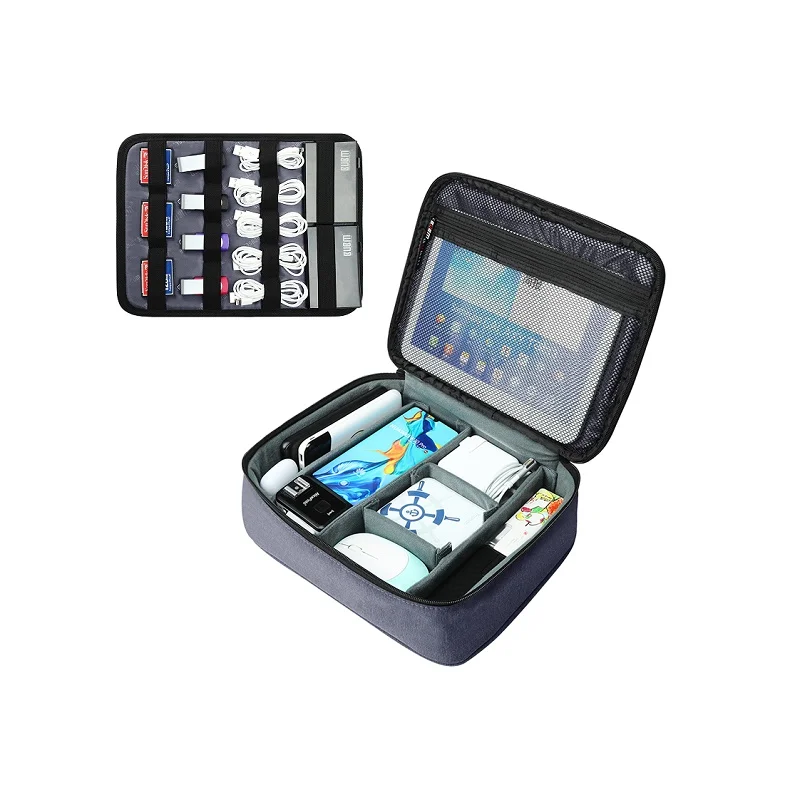 Custom Fabric Everyday Travel Cable Charger Storage Nylon Case Bag Organizer For Tech Electronic Gadgets Accessories