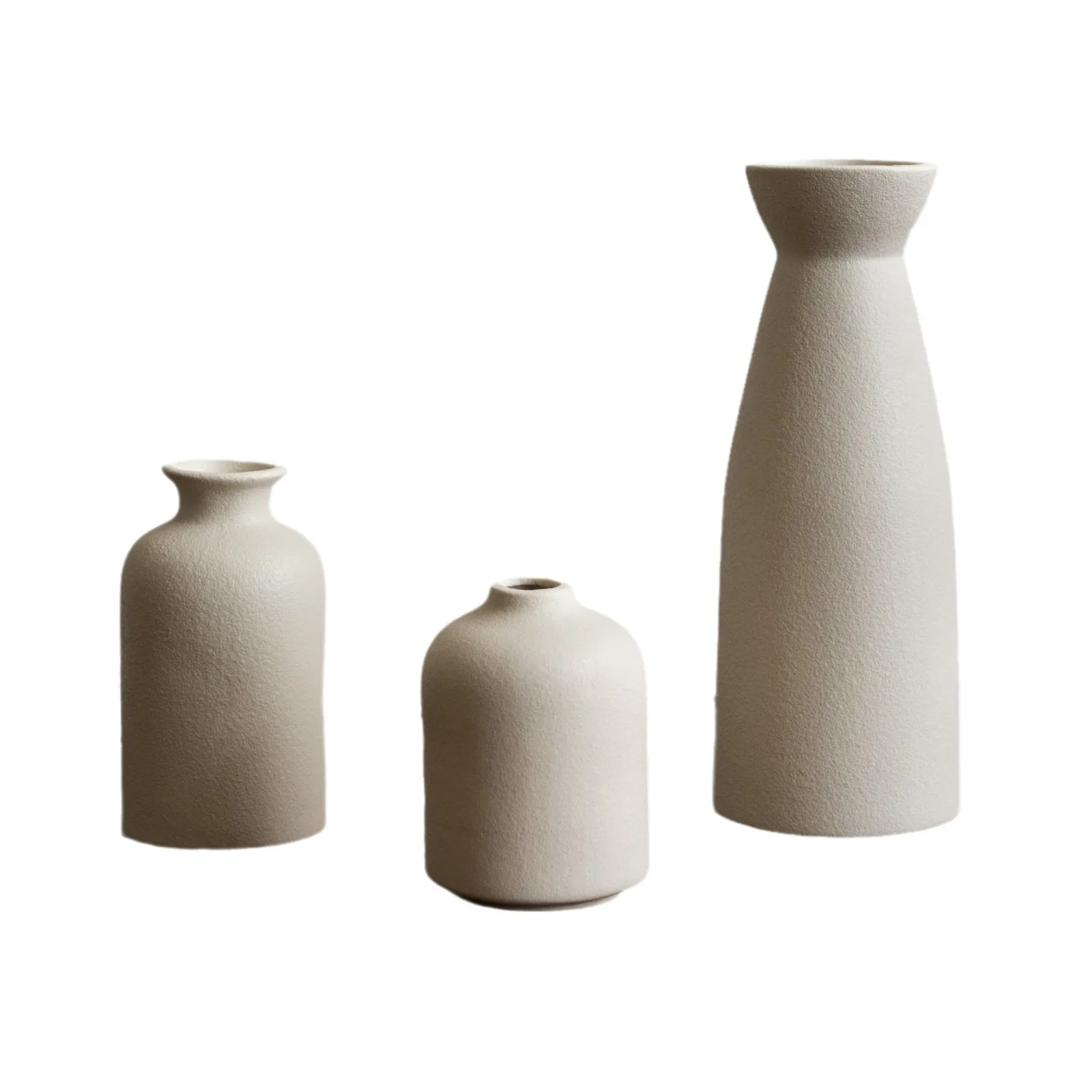 Ceramic vase set decoration home living room flower arrangement Modern flower three-piece set white vase decoration