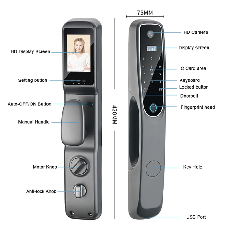 TOPTEQ TK01Smart Door Lock with Camera Tuya Digital DoorLock with Camera Electronic Lock Rfid Locks