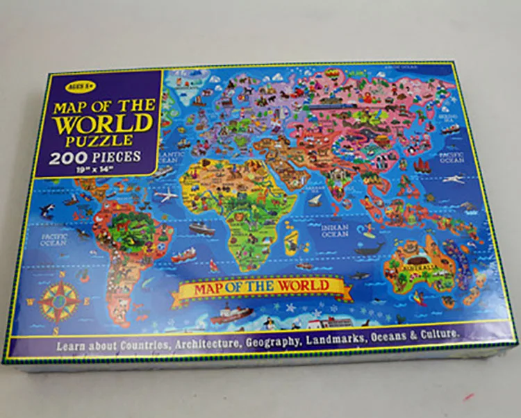 
Educational Kid World and USA Map 200 Pieces Paper Jigsaw Puzzle Game Toys 