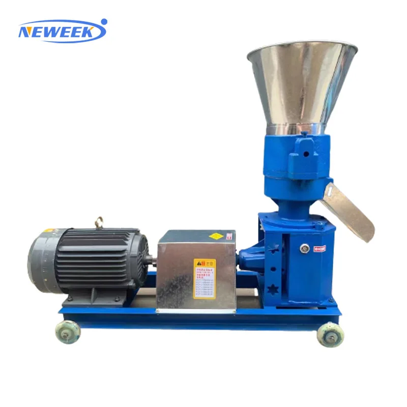 NEWEEK diesel 3 rollers animal feeding stuff corn seeds grain powder flat die animal feed pellet granulation machine
