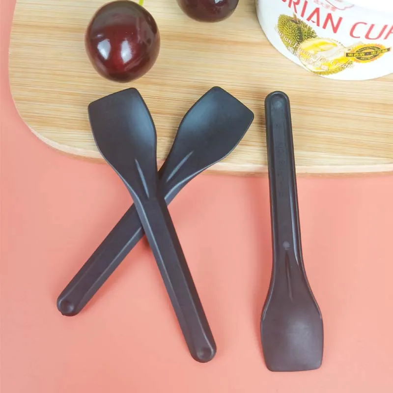 Wholesale Disposable 100% Compostable Corn Starch 6 Inch Icecream Spoon Plastic Mini Yogurt Ice Cream Scoop Cheese Spoon