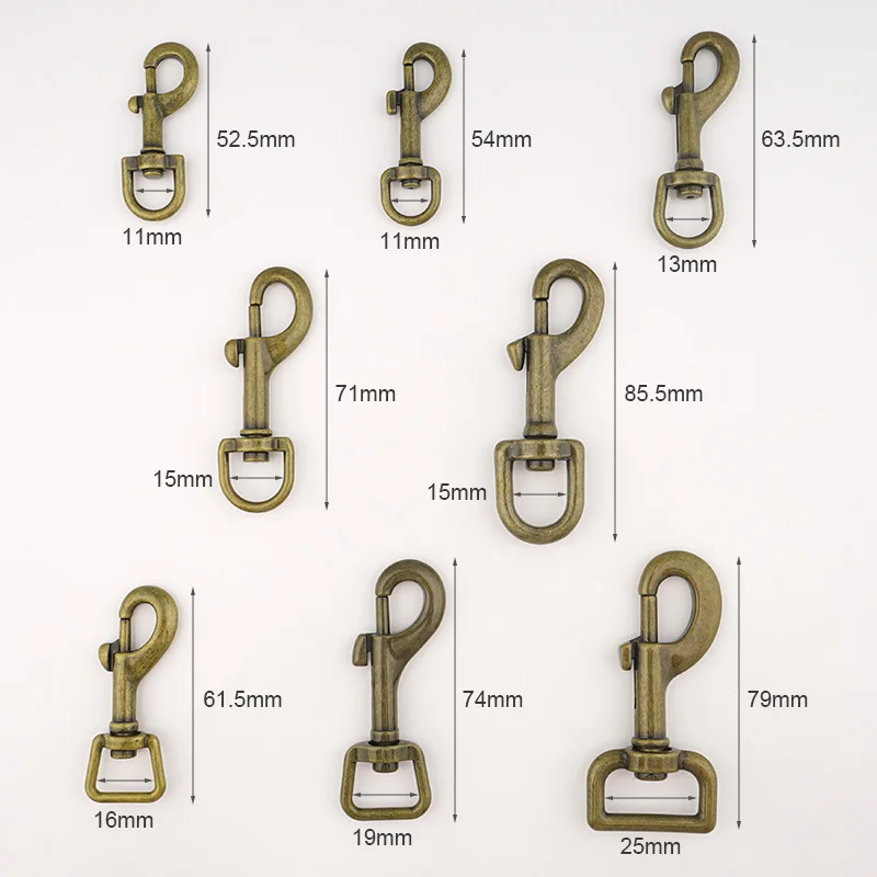 Dog Leash Hardware Glossy Antique Brass Metal Clip Swivel Hook 20mm Swivel Clasp Dog Hook Swivel Snap Hook for Pet Leash Making