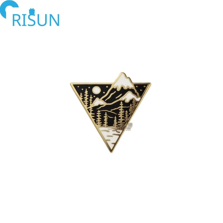 Manufacture Metal Custom Mountains Enamel Pin Brooch Enamel Mountain Scenery Night and Day Mountains Lapel Pin Badge