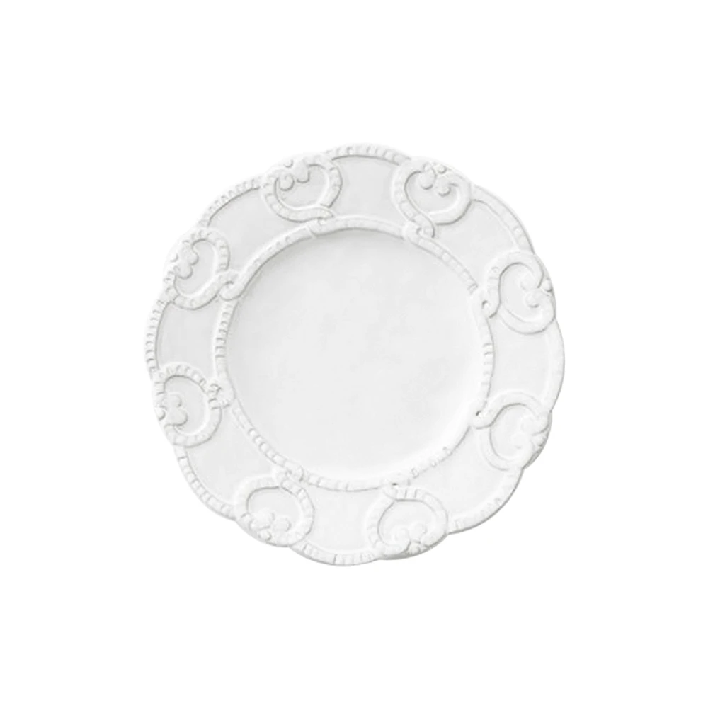 Wholesale white embossed ceramic plate for wedding rental