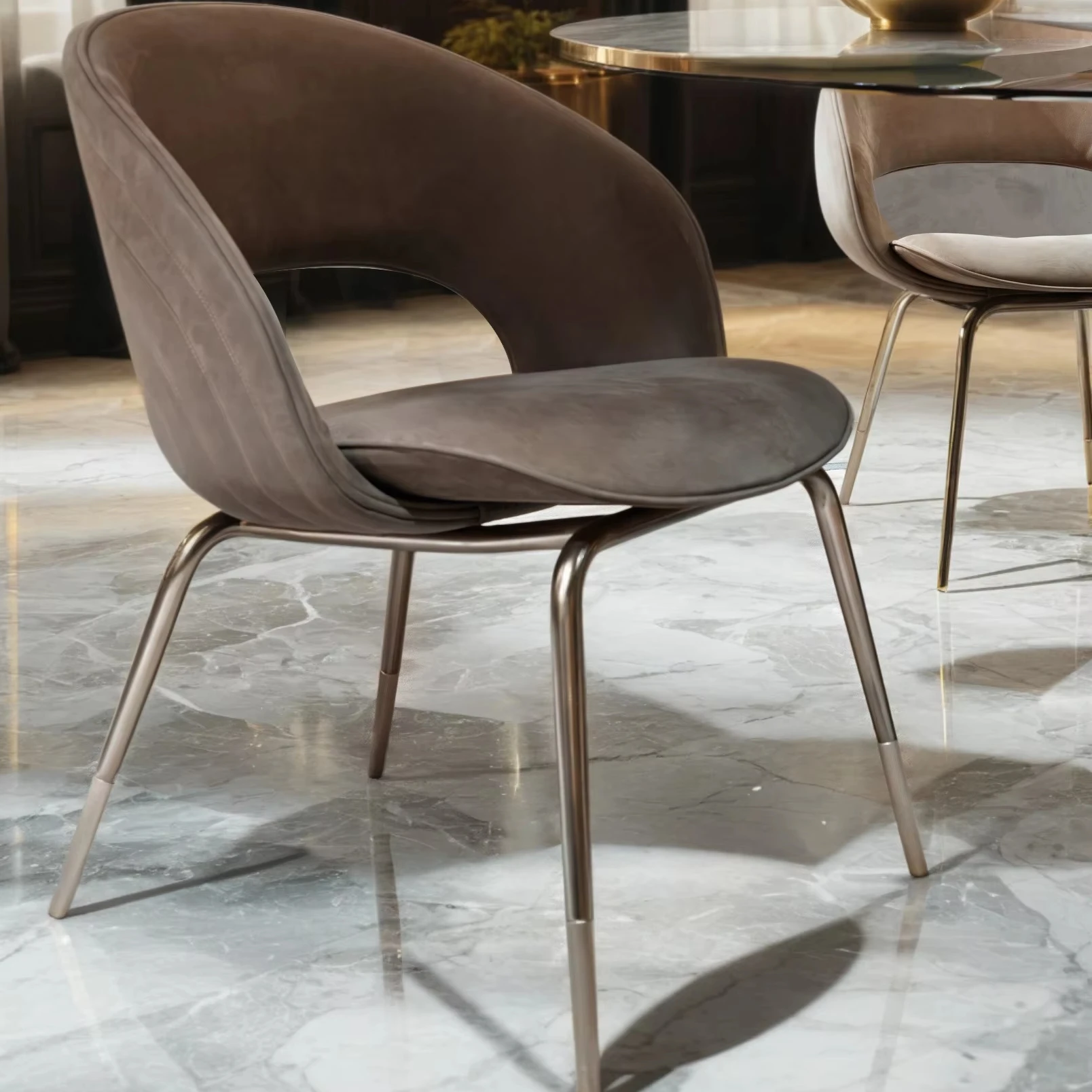 Support customized home dining table chair comfortable backrest Italian design modern luxury dining chairs