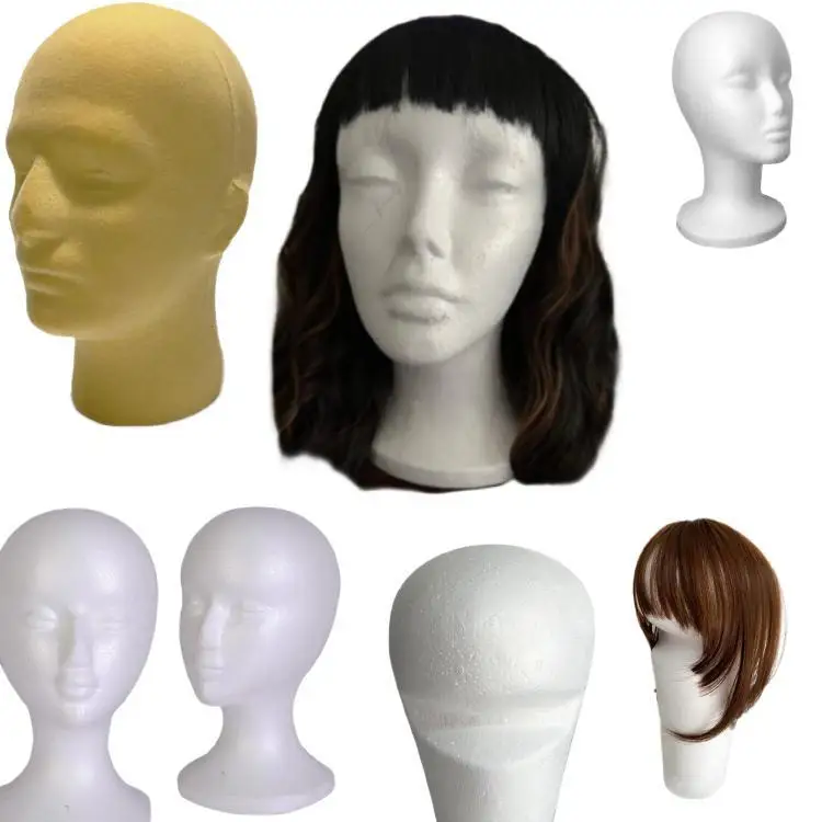 Wholesale EPS DIY hat stand  realistic stand white black male man human styrofoam wig mannequins head for wig display hats