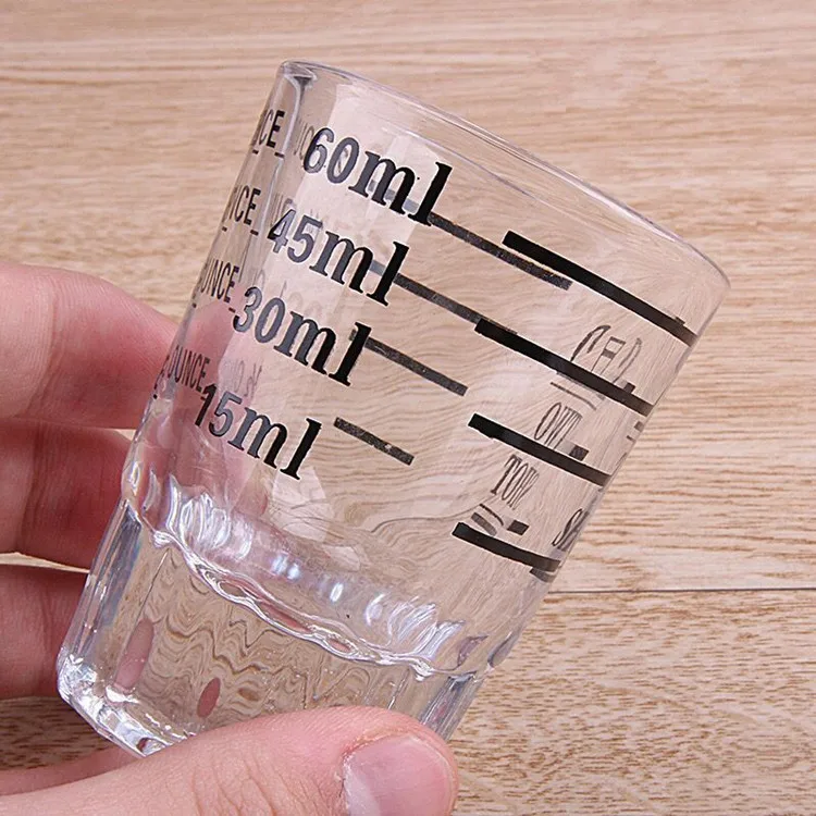 Small Glass Measuring Cup 2 Oz / Teaspoon / Tablespoon Kitchen Tool Dual Spirit Measure Cup 60ml for Bar Party Wine