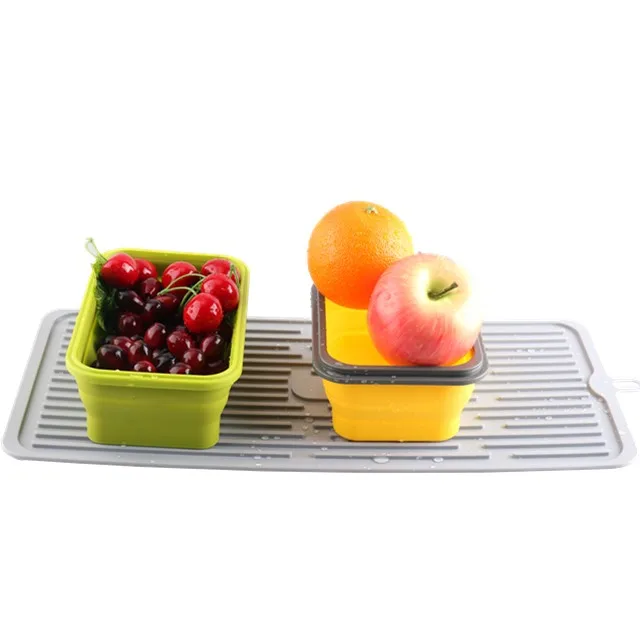 47*21cm Bpa Free Recyclable Heat Resistant Mat Silicone Dish Drying Mat Durable Silicone Drain Mats & Pads