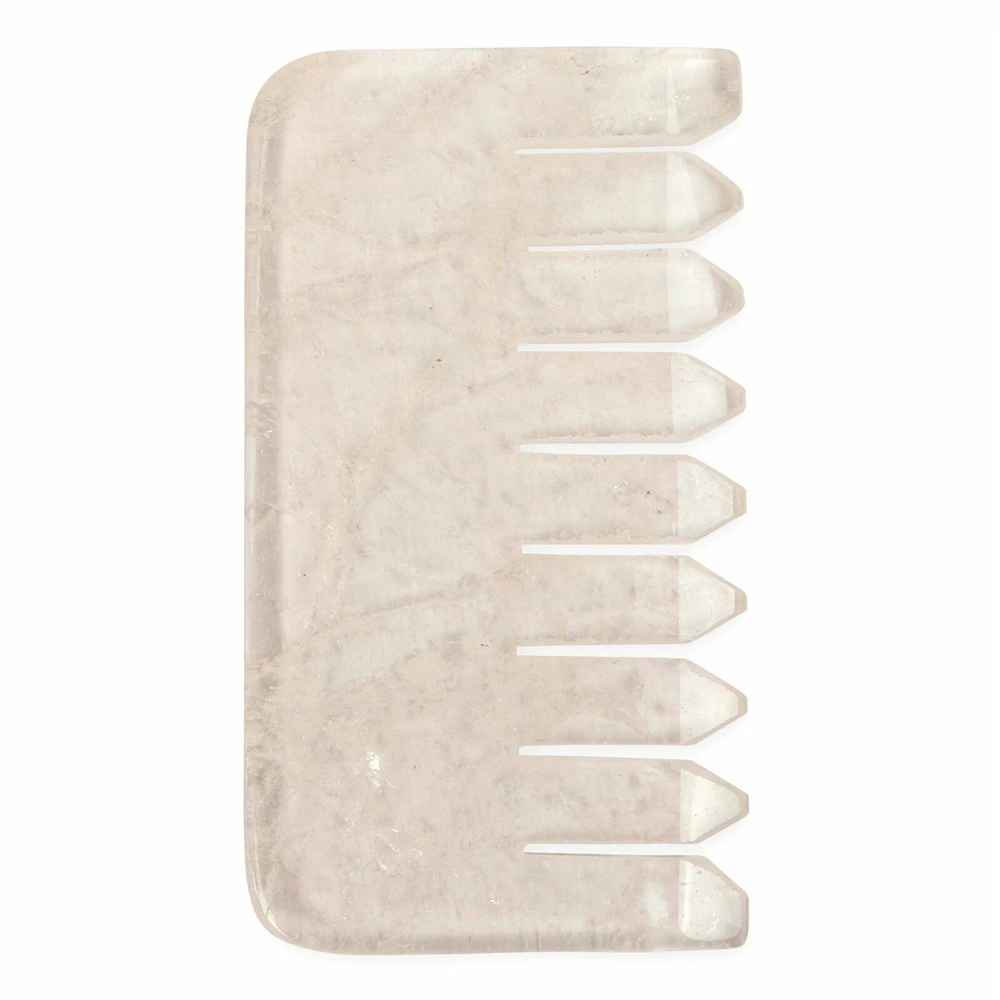 Natural Clear Quartz Scalp Massager Crystal Healing Stone Hair Comb Traditional Head Acupuncture Scraping Tools