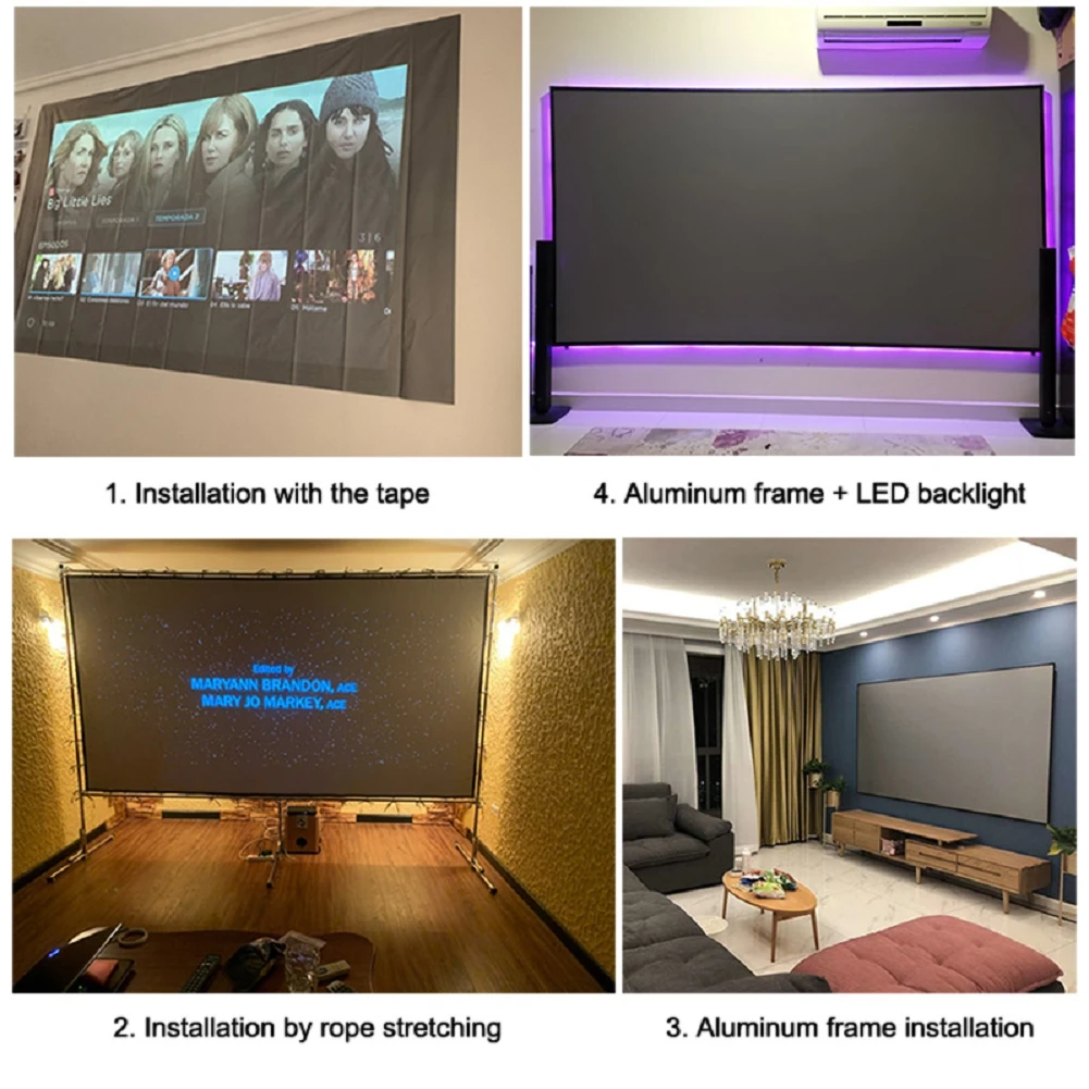 H120 портативный складной экран проектора 16:9 HD открытый домашний кинотеатр 3D