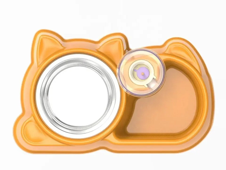 Automatic auto plastics portable pet water bottle feeder 2 in 1 for cats and dogs