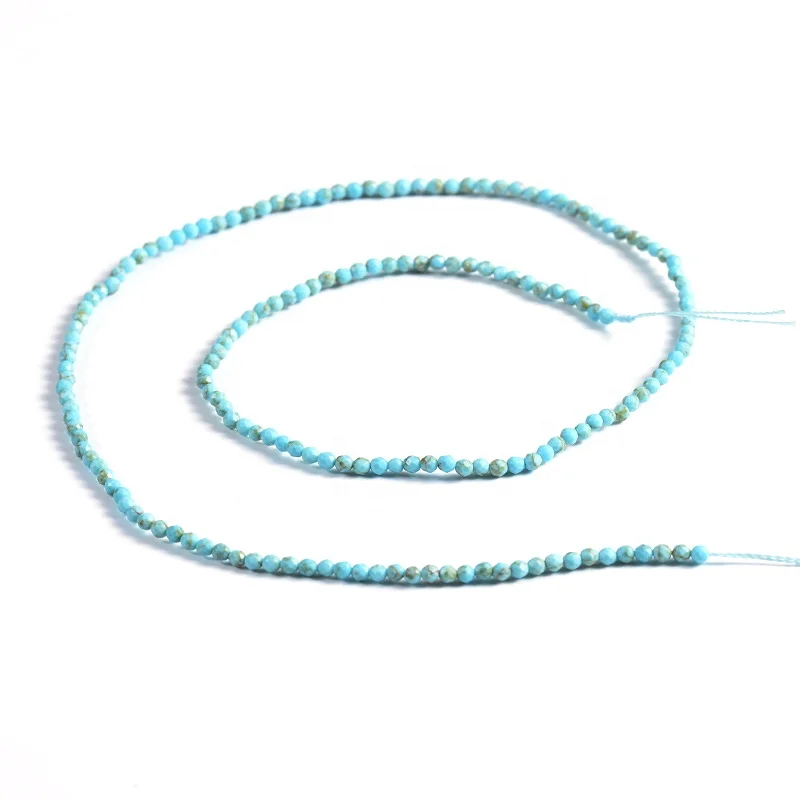 2mm 3mm 4mm Jewellery Beads And Stones Blue Magnesite Dyed Faceted Gemstone Turquoise Beads Strands For Jewelry Making