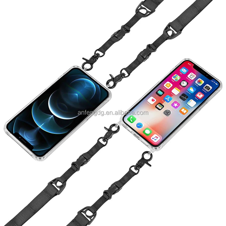 Universal Long Mobile Phone Strap Lanyard Holder With Patch Detachable Adjustable Rope Custom Color Crossbody Phone Necklace