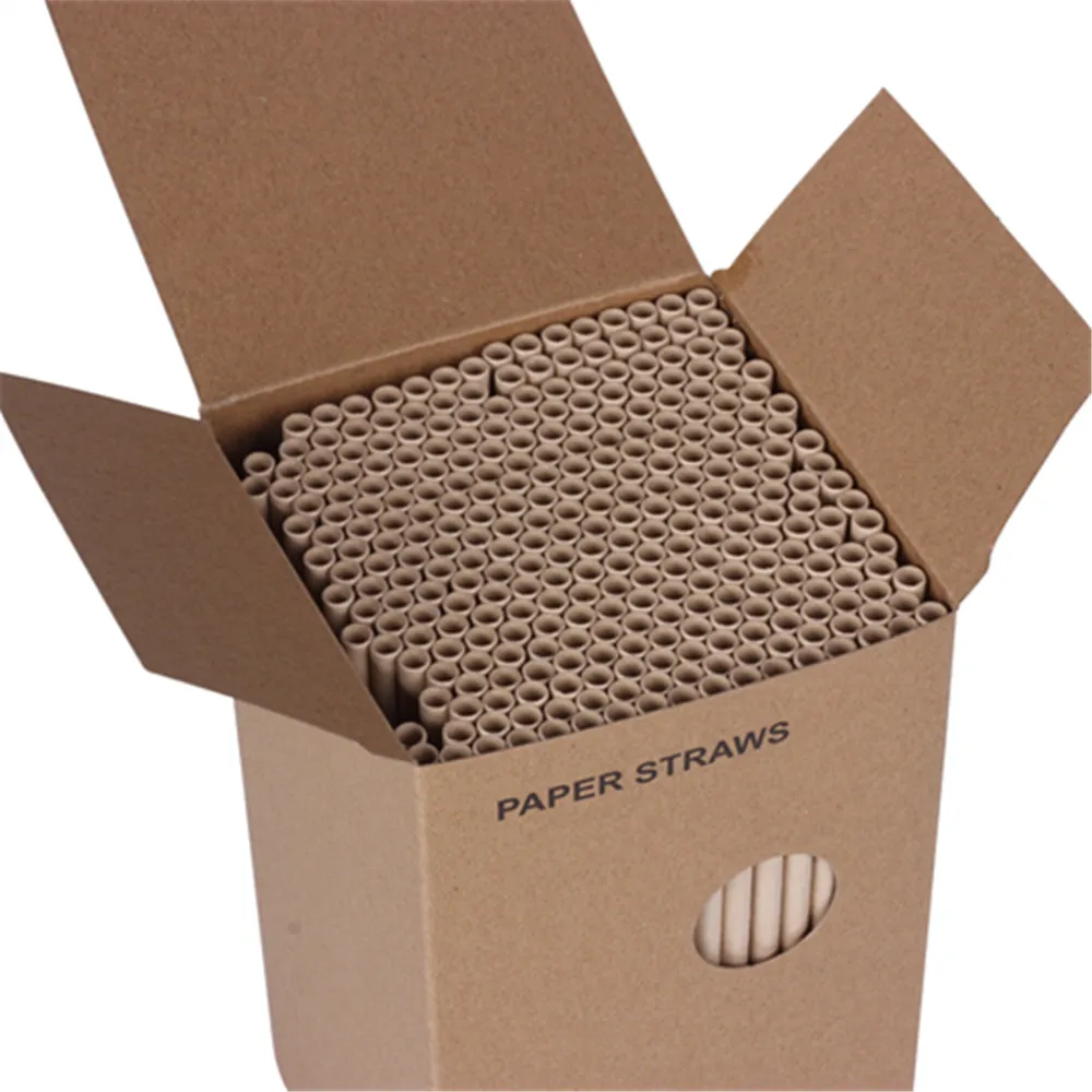 300-Pack Biodegradable Paper Straws Dye-Free- Brown Kraft Premium Eco-Friendly Paper Straws Bulk- Drinking Straws for Juices