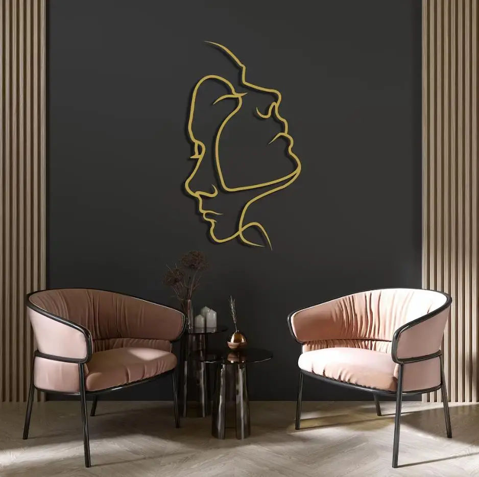 Minimalist Line 2 Faces Metal Minimalist Art Geometric Wall Decor Interior Decoration Wall Hangings Home Wall Art