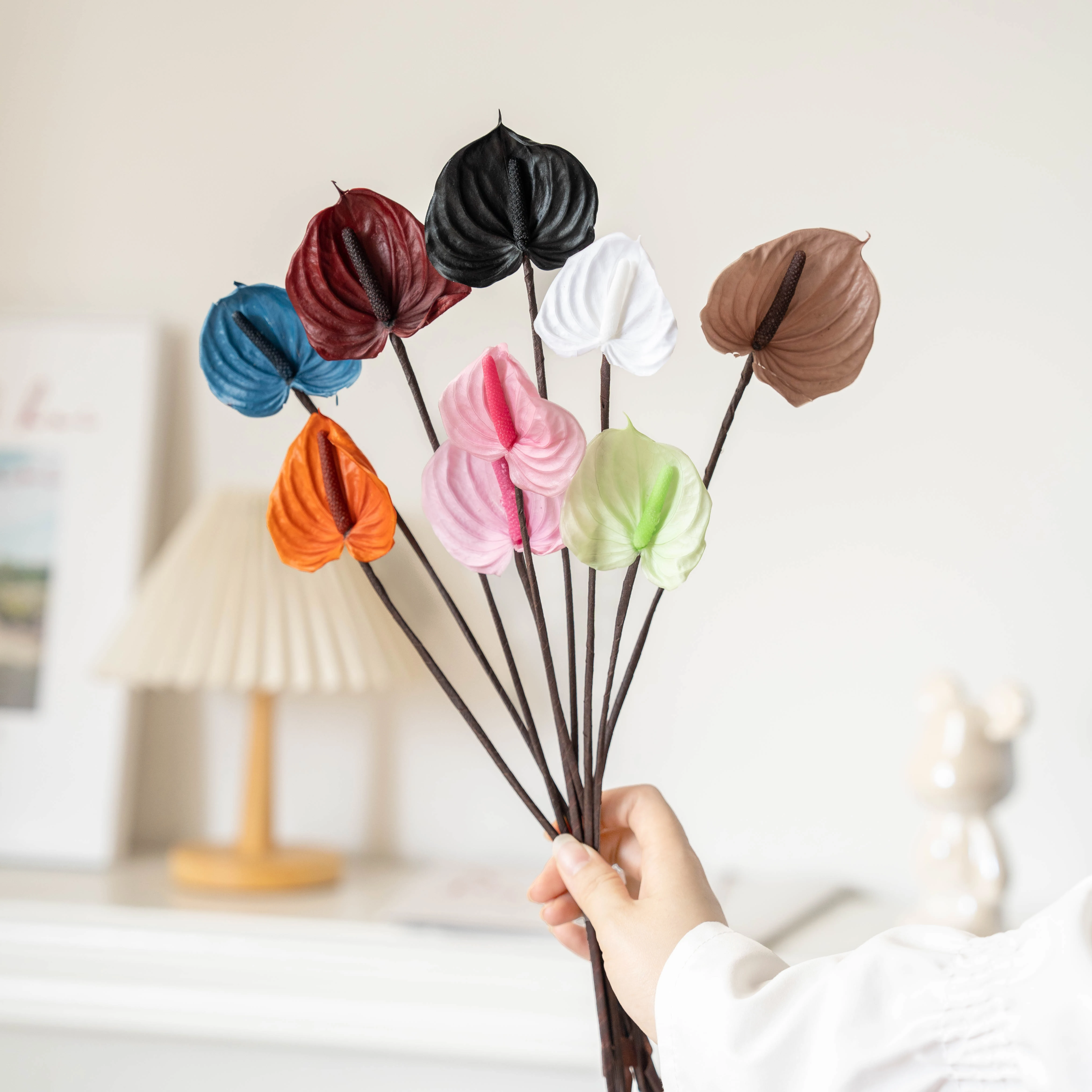 Wholesale Hot Sales Natural Real Anthurium Flower Presreved Flowers Plant Eternal Rose Fleurs for Wedding Part Home Decoration