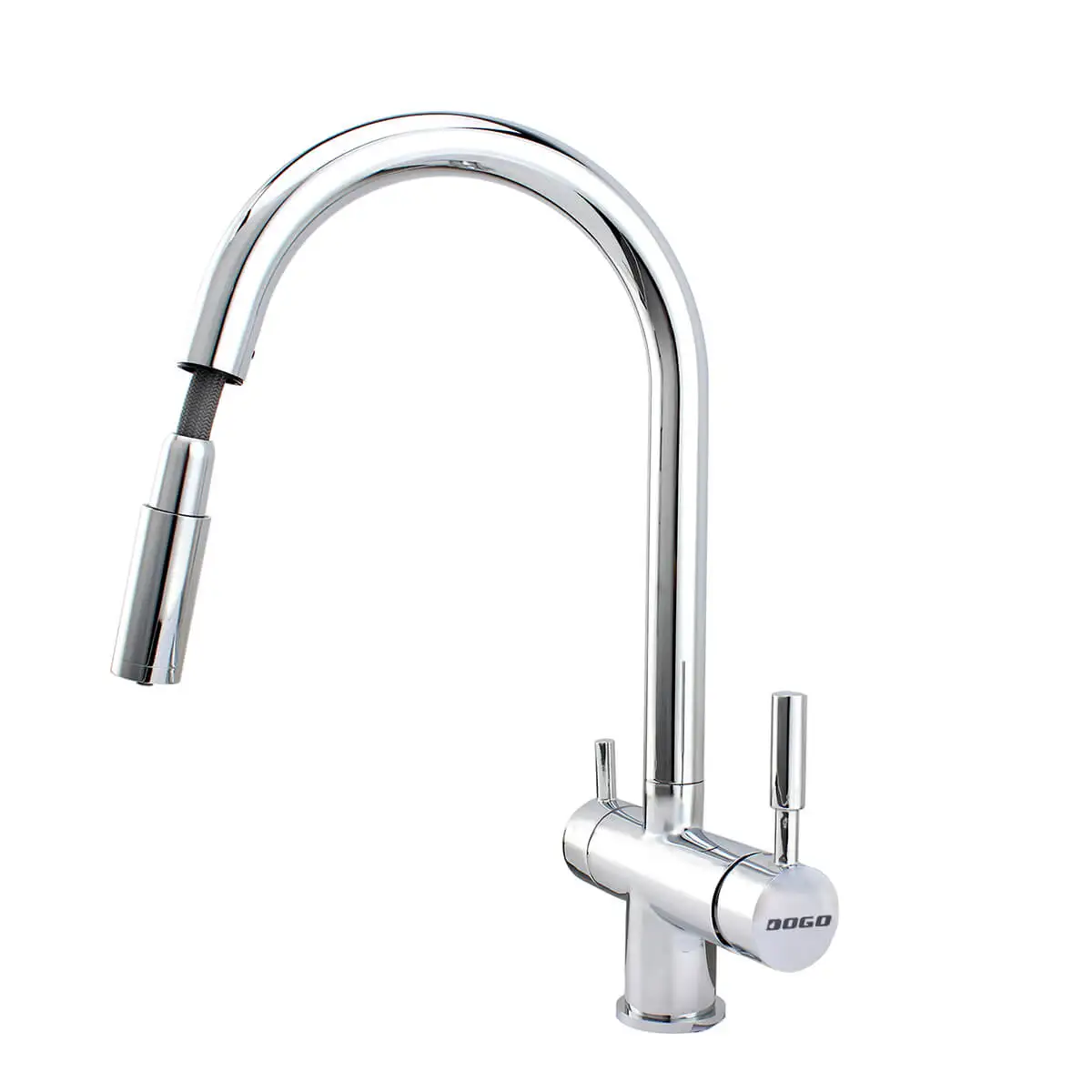 DOGO Brass Chrome Three Way Water Filter Tri Flow Kitchen Faucet Deck Mounted Chrome Plated 3 in 1 Kitchen Mixer 3 Way Faucet