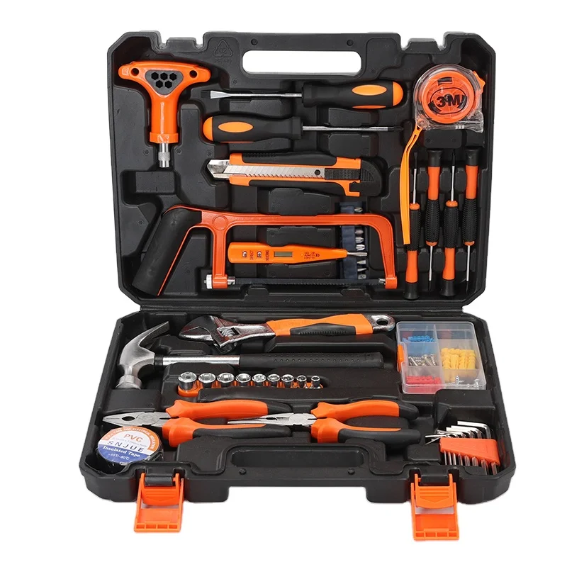 82 Household Tool Set Home Auto Repair Tool Set Complete General Household Hand Tool Kit with Plastic Toolbox Storage Case