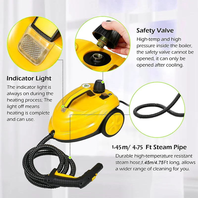 2024 Multipurpose Powerful Steamer Portable Handheld Steam Mop with Tank Natural Cleaning For Home Floor Grout Tile Carpet Car