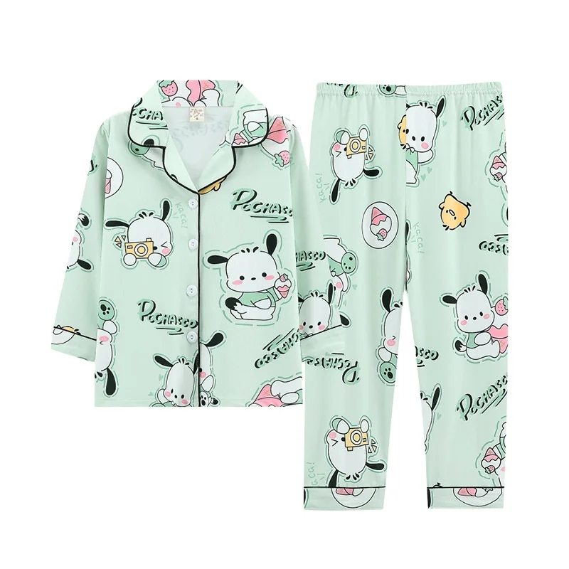 DHF1063 Оптовая Продажа Аниме кавайная kuromi melody Pochacca пижамный комплект с рукавами милая принцесса мультяшная Домашняя одежда костюм длинным рукавом