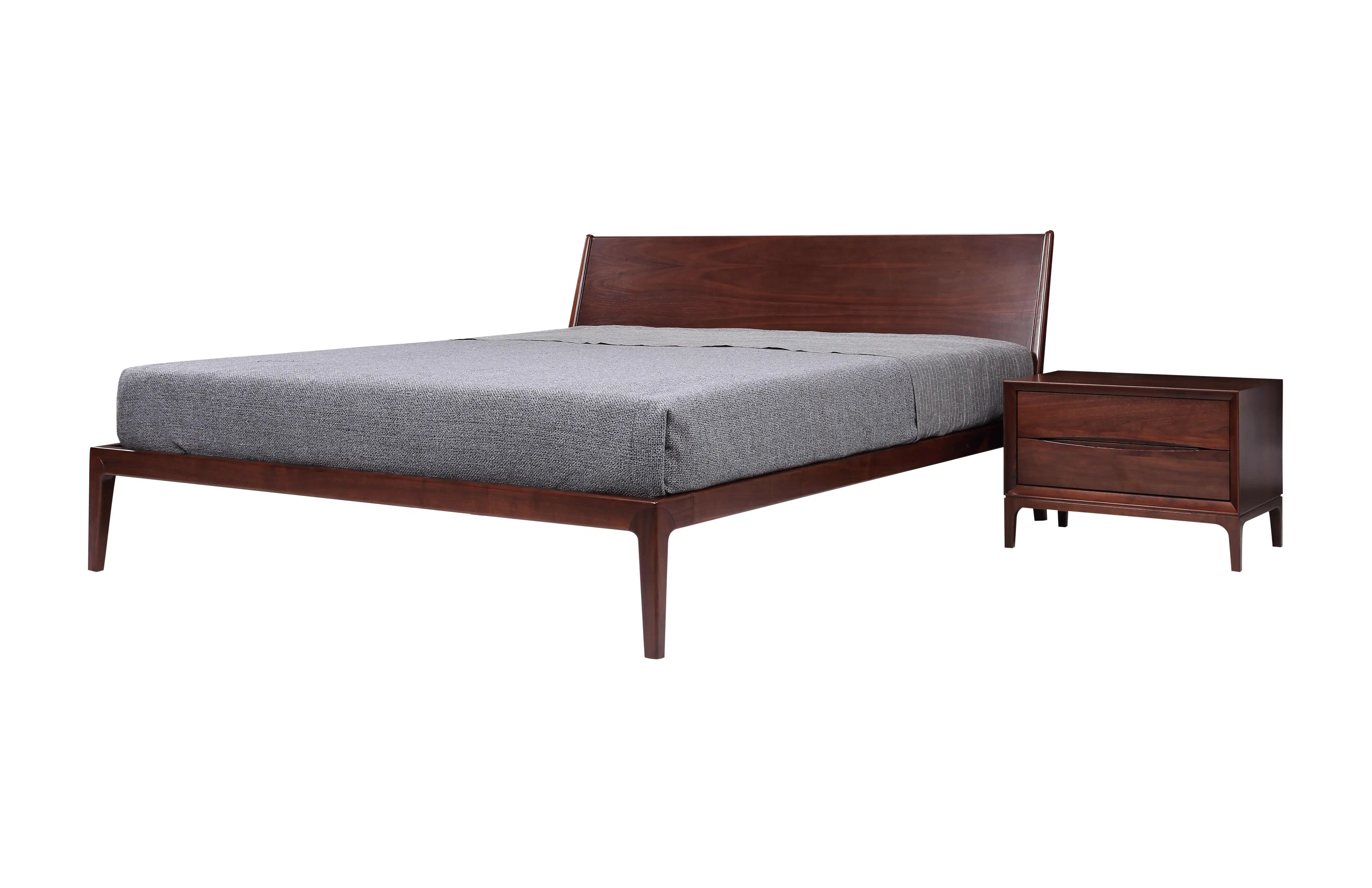 Modern design bedroom furniture king/queen size bed with MDF headboard solid wood bed