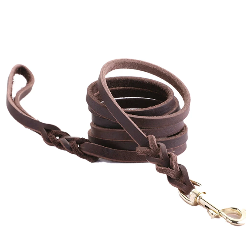 Sunturn 6FT/ 5FT Genuine Leather Dog Training Leash Leads Rope for Large Medium Small Dogs Training Walking