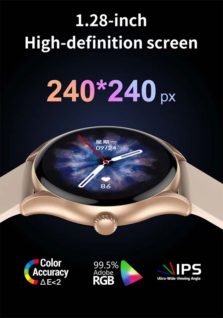 AW19 1.28 inch round sports smart watch health detection BT call long battery life Calories Pedometer smart wristband smartwatch