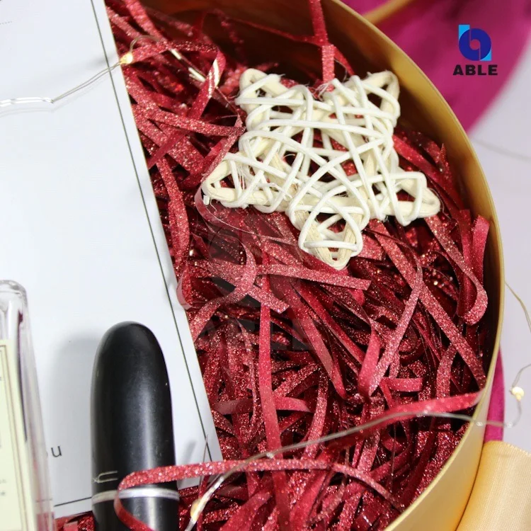  Блестящая красная рафия shred Подарочная коробка наполнитель измельченная бумага для наполнения подарочной