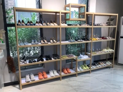 Custom Store Women Purses Ladies Handbags High Heels Casual Shoes Metal Storage Rack Display Stand Shelf