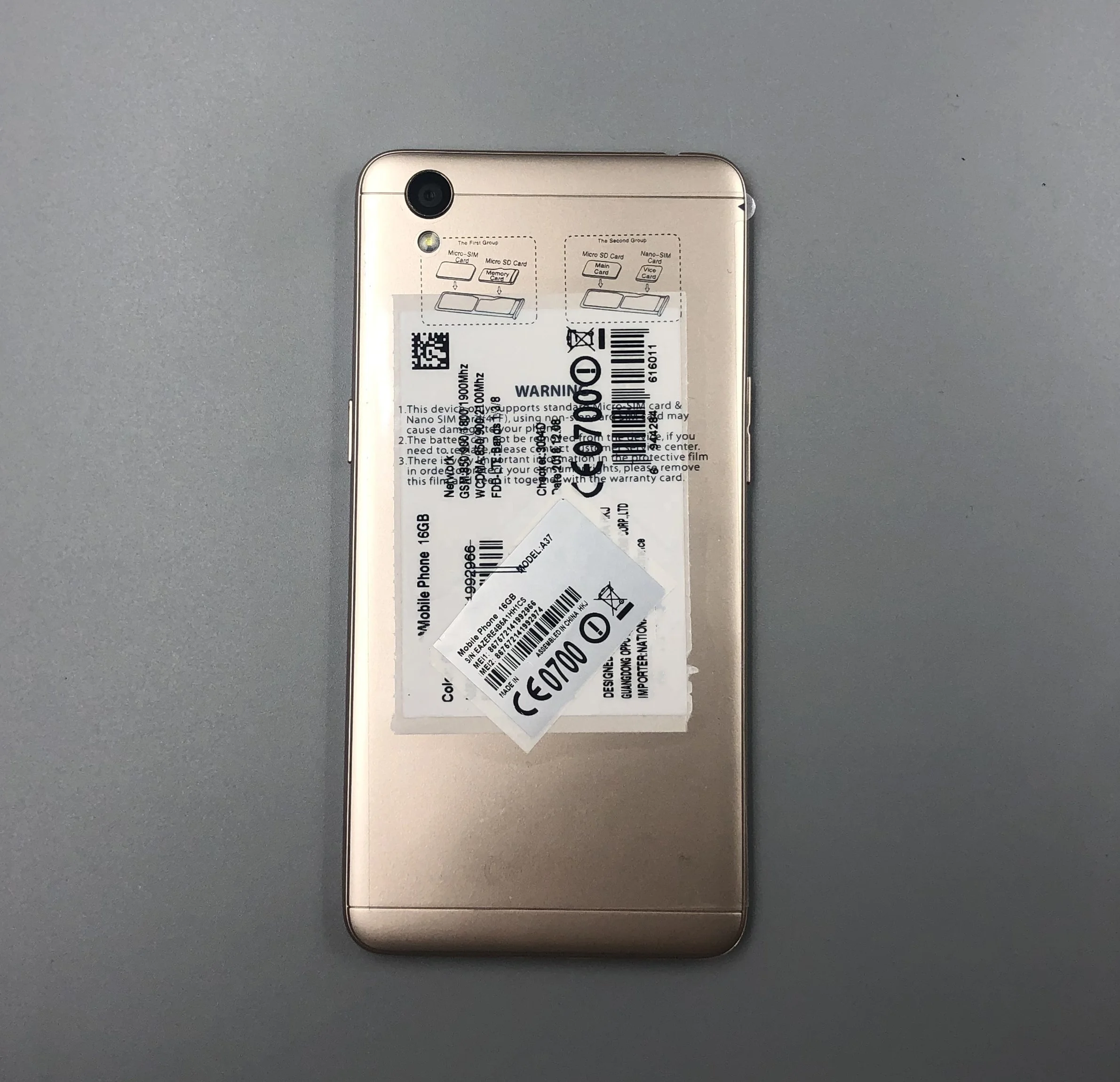 
Wholesale Full Set used grade AA Sealed Original Unlocked Global Version Mobile Phone for OPPO A37 Gold 