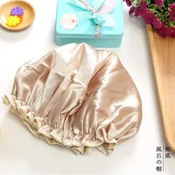 Reusable Waterproof Bathing Wear Stretchy Women Bath Hat Double-layer Shower Cap