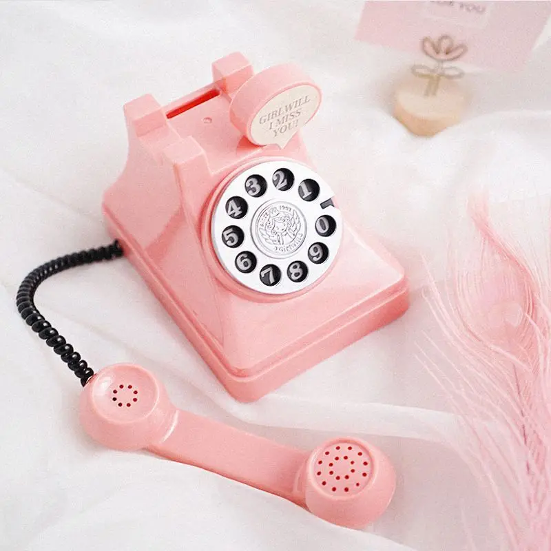 Popular products Creative Antique Phone Piggy Bank Telephone Money Saving Box  Decorations Photography Props For Children Gift