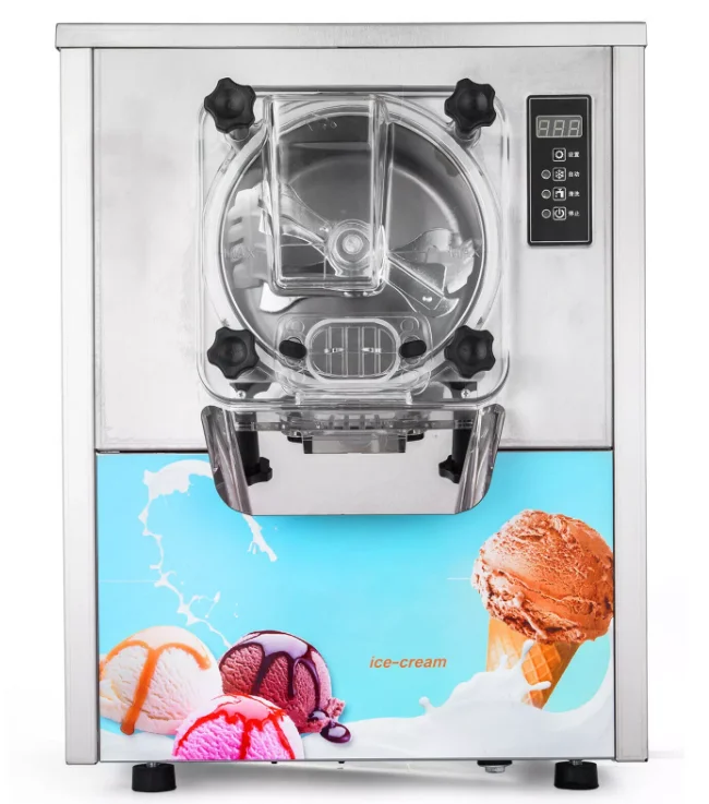 Real Four Small Soft Ice Cream Machine with Hard Ice Cream Feature Runs on Motor and Wheat Material